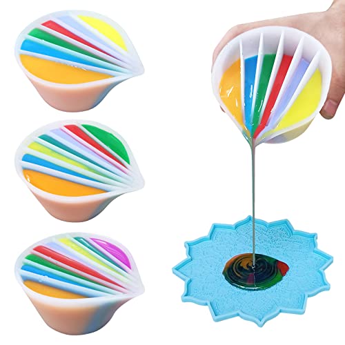 Geteilter Becher für Farbgießen Silikon Geteilte Tasse Flüssigkeit Kunst geteilter Becher aus Kunstharz zum Ausgießen Malwerkzeuge DIY Basteln Zeichnen Zubehör geteilter Becher mit Trennwänden… von Winmany