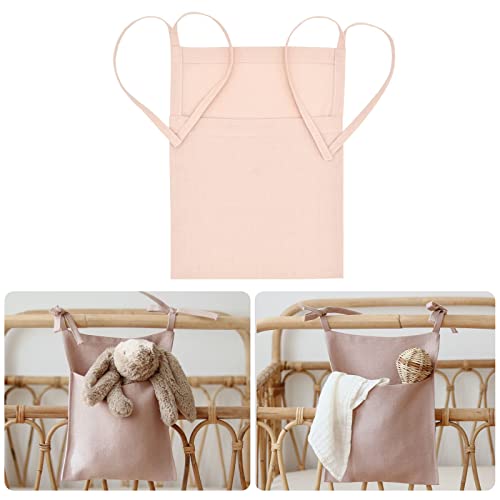 Kinderzimmer Hängender Bett Organizer Zum Aufhängen, Babybett Nachttisch Leinen Hängende Tasche Aufbewahrungstasche für Kinderbett Windeln Spielzeug Molar Sabberlätzchen Kleidung (Rosa) von Winmany