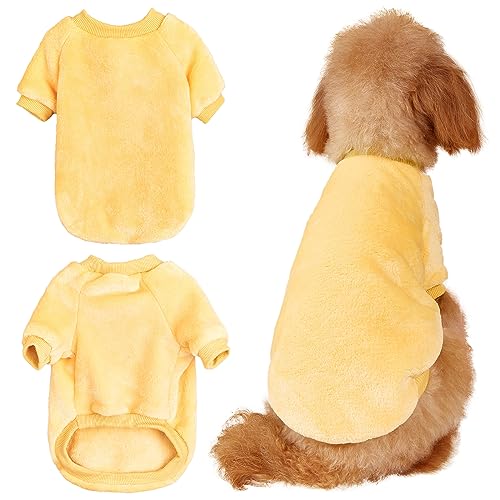 Winmany Hundepullover Welpe Weihnachten Flanell Mantel Winter Warme Kleidung Haustier Katze Weiche Onesies Jacke für Kleine Mittlere Hunde Katzen (Klein, Gelb) von Winmany