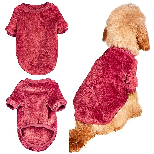 Winmany Hundepullover Welpe Weihnachten Flanell Mantel Winter Warme Kleidung Haustier Katze Weiche Onesies Jacke für Kleine Mittlere Hunde Katzen (Medium, Rot) von Winmany