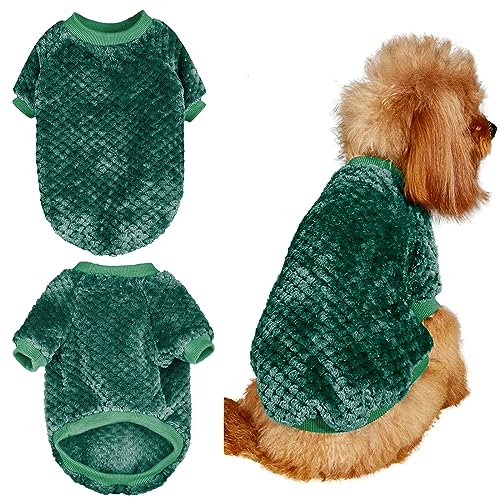 Winmany Hundepullover für Welpen, Weihnachten, Flanellmantel, Winter, warme Kleidung, Haustier, Katze, weiche Einteiler, Jacke für kleine mittelgroße Hunde, Katzen (Medium, grünes Karomuster) von Winmany