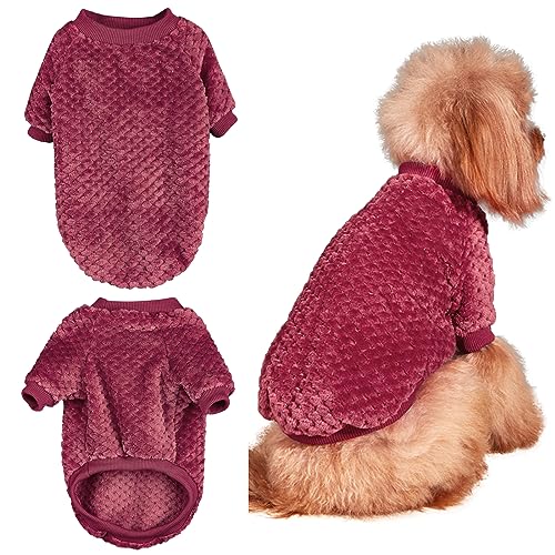 Winmany Hundepullover für Welpen, Weihnachten, Flanellmantel, Winter, warme Kleidung, Haustier, Katze, weicher Einteiler, Jacke für kleine mittelgroße Hunde, Katzen (Medium, rotes Karomuster) von Winmany