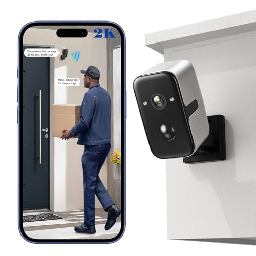 Winnes 2K Überwachungskamera Aussen Akku 360°KI-Erkennung,WLAN 2.4GHz, Farbnachtsicht IP65 wetterfest Kamera Überwachung Innen,Halten Sie Ihr Haus sicher von Winnes