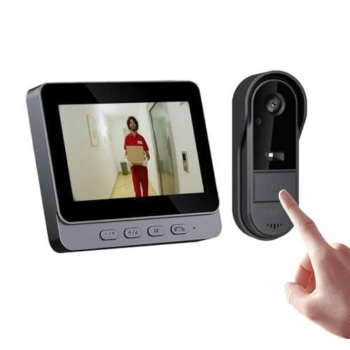 Winnes Drahtlose Video Türklingel-Gegensprechanlage mit Kamera, Außentürklingel, wasserdicht, 1080P HD mit 4,3-Zoll-IPS-Bildschirm, 170°-Video-Türsprechanlage, Nachtsicht, Zwei-Wege-Audio, IP65 von Winnes