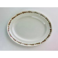 Antike 1930Er Jahre Myott, Son & Co Servierplatte, Oval, Rosa Rose Grünes Rebenmuster, Grüner Bodenstempel, Staffordshire England, Zum Servieren Antike 1930Er Jahre Myott, Son & Co Servierplatte, Oval, Rosa Rose Grünes Rebenmuster, Grüner Bodenstempel, Staffordshire England, Zum Servieren von WinnieHorsley
