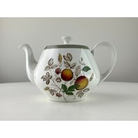 Vintage | 1960Er Jahre Alfred Meakin Hereford Große Teekanne Transferware Grüner Streifen Handgravierte Botanicals, Obst Beeren Staffordshire England von WinnieHorsley