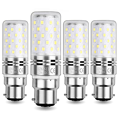 HZSANUE B22 LED Mais Lampen 12W, 6000K Tageslichtweiß, 1350Lm,B22 Bajonett LED Leuchtmittel,100W Glühlampen Äquivalent,Nicht Dimmbar, 4er-Pack von HZSANUE