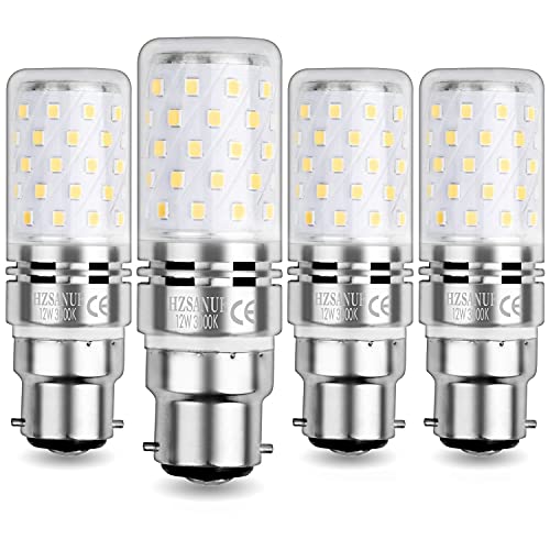 HZSANUE B22 LED Mais Lampen 12W, 3000K Warmweiß, 1350Lm,B22 Bajonett LED Leuchtmittel, 100W Glühlampen Äquivalent,Nicht Dimmbar, 4er-Pack von HZSANUE