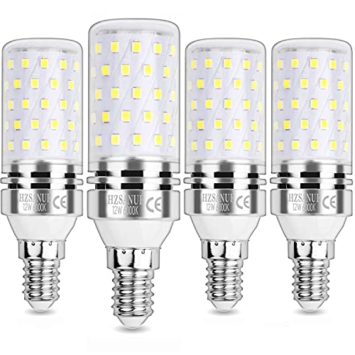 HZSANUE E14 LED Mais Lampen 12W, 6000K Tageslichtweiß, 1350Lm,Kleine Edison Schraube Kerze Leuchtmittel, 100W Glühlampen Äquivalent,Nicht Dimmbar, 4er-Pack von HZSANUE