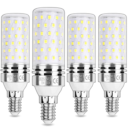 HZSANUE E14 LED Mais Lampen 15W, 6000K Tageslichtweiß, 1700Lm,Kleine Edison Schraube Kerze Leuchtmittel, 120W Glühlampen Äquivalent,Nicht Dimmbar, 4er-Pack von HZSANUE