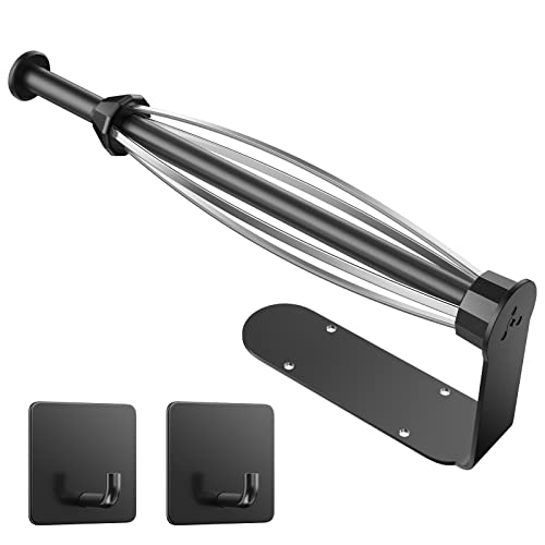 Papierhandtuchhalter unter dem Schrank mit 2 Haken, falsche einhändige Wandhalterung, Papierhandtuchhalter mit Dämpfungseffekt, selbstklebend oder gebohrt für Küche, Wohnmobil (mit 2 Haken, schwarz) von Winproper