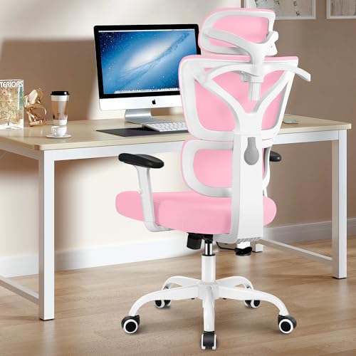 Winrise Bürostuhl Ergonomische Schreibtischstuhl mit Großen Rücklehnen, Bequemer Gaming-Stuhl, Home Office Chair Lordosenstütze, verstellbare Kopfstütze und Armlehnen, Computer Chair von Winrise