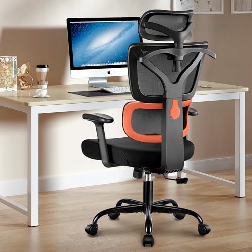 Winrise Bürostuhl Ergonomische Schreibtischstuhl mit Großen Rücklehnen, Bequemer Gaming-Stuhl, Home Office Chair Lordosenstütze, verstellbare Kopfstütze und Armlehnen, Computer Chair von Winrise