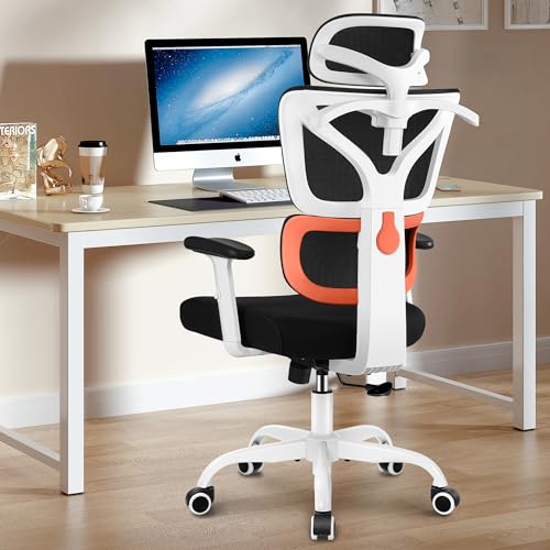 Winrise Bürostuhl Ergonomische Schreibtischstuhl mit Großen Rücklehnen, Bequemer Gaming-Stuhl, Home Office Chair Lordosenstütze, verstellbare Kopfstütze und Armlehnen, Computer Chair von Winrise