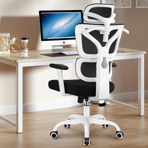 Winrise Bürostuhl Ergonomische Schreibtischstuhl mit Großen Rücklehnen, Bequemer Gaming-Stuhl, Home Office Chair Lordosenstütze, verstellbare Kopfstütze und Armlehnen, Computer Chair von Winrise