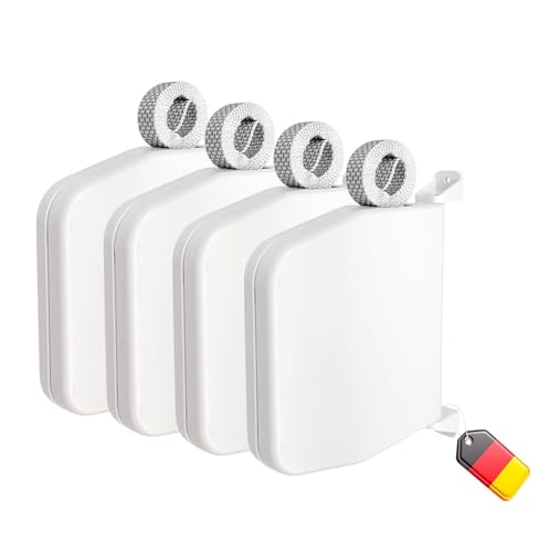 WINRODOOR® Rolladen-Gurtwickler Aufputz – 4er Pack – Mit vormontiertem 6 m Gurt – Robuster Mini-Gurtaufroller für 15 mm Gurt – 180° schwenkbar – Lochabstand 155 mm – Weiß – Made in Germany von Winrodoor