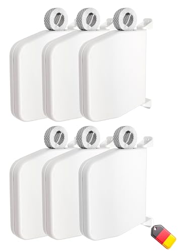 WINRODOOR® Rolladen-Gurtwickler Aufputz – 6er Pack – Mit vormontiertem 6 m Gurt – Robuster Mini-Gurtaufroller für 15 mm Gurt – 180° schwenkbar – Lochabstand 155 mm – Weiß – Made in Germany von Winrodoor