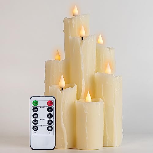 WinsTime LED-Kerzen Flammenlose Kerzen mit Fernbedienung Timer Funktion, Batteriekerzen, Elfenbein LED kerzen, einzigartiges Design Flammenlose Kerzen, echtem Wachs von WinsTime