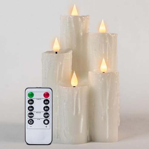 WinsTime LED-Kerzen Flammenlose Kerzen mit Fernbedienung Timer Funktion, Batteriekerzen, Weiß LED kerzen, einzigartiges Design Flammenlose Kerzen, echtem Wachs von WinsTime
