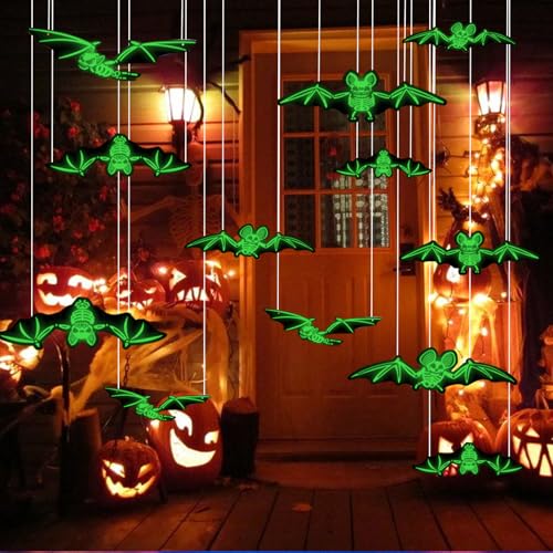 Winsegom Leuchtende hängende Fledermäuse für Halloween, 12 Stück, Halloween-Dekoration, schwarze Hängedekoration, Party für drinnen und draußen, Hof, Garten, gruselige Party, Festival Winsegom Leuchtende hängende Fledermäuse für Halloween, 12 Stück, Halloween-Dekoration, schwarze Hängedekoration, Party für drinnen und draußen, Hof, Garten, gruselige Party, Festival von Winsegom