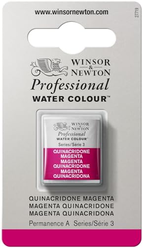 Winsor & Newton 0101545 Professional Aquarellfarbe, lebendige Wasserfarben in Künstlerqualität, hohe Farbbrillanz & Leuchtkraft, lichtecht, Archivqualität, 1/2 Napf - Chinacridon Magenta von Winsor & Newton