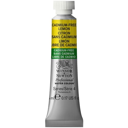 Winsor & Newton 0102898 Professional Aquarellfarbe, lebendige Wasserfarben in Künstlerqualität, hohe Farbbrillanz & Leuchtkraft, lichtecht, Archivqualität, 5ml Tube - Kadmiumfrei Zitrone von Winsor & Newton