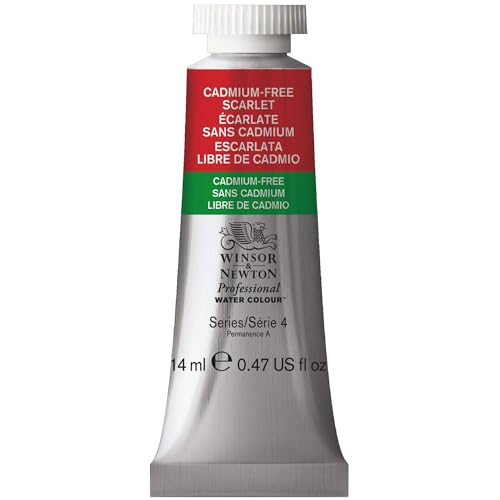 Winsor & Newton 0105903 Professional Aquarellfarbe, lebendige Wasserfarben in Künstlerqualität, hohe Farbbrillanz & Leuchtkraft, lichtecht, Archivqualität, 14ml Tube - Kadmiumfrei Scharlach von Winsor & Newton