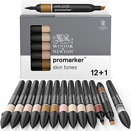 Winsor & Newton 0290172 ProMarker Professioneller Layoutmarker - 2 Spitzen, fein & breit für Zeichnungen, Design & Layouts - Hautöne Set von Winsor & Newton