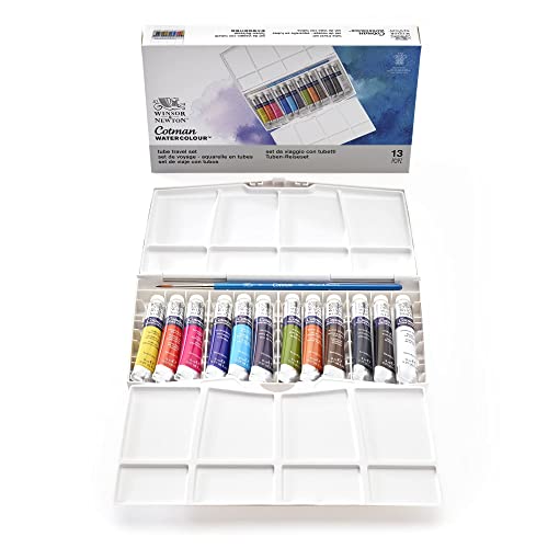 Winsor & Newton 0390377 Cotman Aquarellfarbe Painting Plus Set , 12 lebendige Wasserfarben aus hochwertigen Pigmenten mit sehr guter Farbbrillanz in 8ml Tuben mit Pinsel und Mischpalette Winsor & Newton 0390377 Cotman Aquarellfarbe Painting Plus Set , 12 lebendige Wasserfarben aus hochwertigen Pigmenten mit sehr guter Farbbrillanz in 8ml Tuben mit Pinsel und Mischpalette von Winsor & Newton