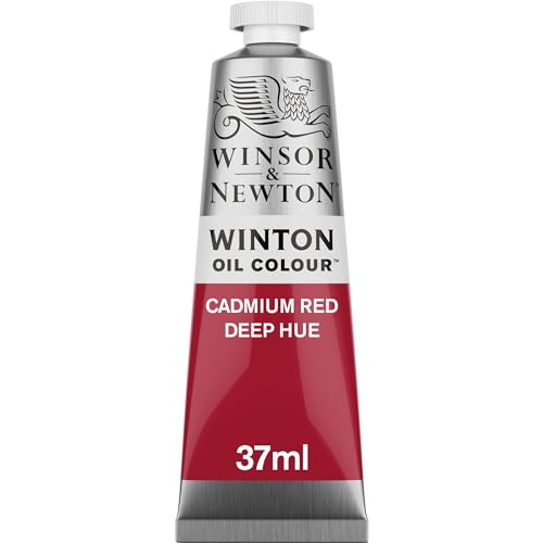 Winsor & Newton 1414098 Winton, feine hochwertige Ölfarbe - 37ml Tube mit gleichmäßiger Konsistenz, Lichtbeständig, hohe Deckkraft, Reich an Farbpigmenten - Kadmium Rot dunkel Farbton von Winsor & Newton