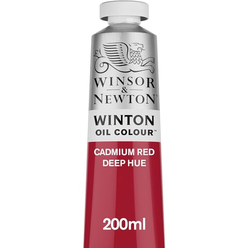 Winsor & Newton 1437098 Winton, feine hochwertige Ölfarbe - 200ml Tube mit gleichmäßiger Konsistenz, Lichtbeständig, hohe Deckkraft, Reich an Farbpigmenten - Kadmium Rot dunkel Farbton von Winsor & Newton