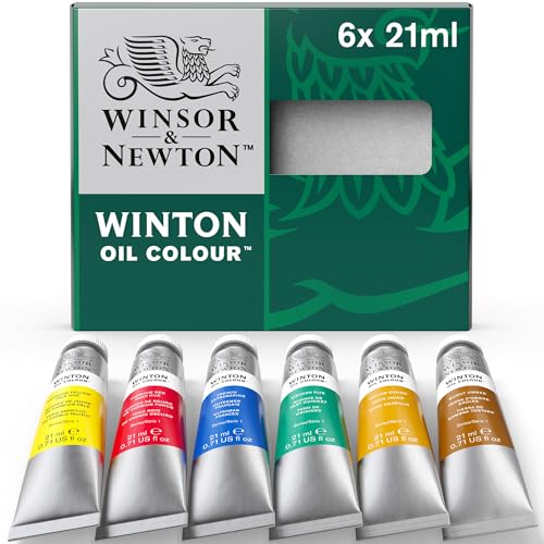 Winsor & Newton 1490617 Winton, feine hochwertige Ölfarbe mit gleichmäßiger Konsistenz, hohe Deckkraft & Pigmentreich - Ölfarbenset 6 Farben in 21ml Tuben von Winsor & Newton