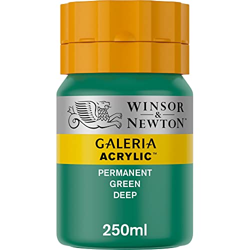 Winsor & Newton 2137482 Galeria Acrylfarbe, hohe Pigmentierung, lichtecht, alterungsbeständig, cremige Konsistenz, 250ml Topf - Permanentgrün Dunkel von Winsor & Newton