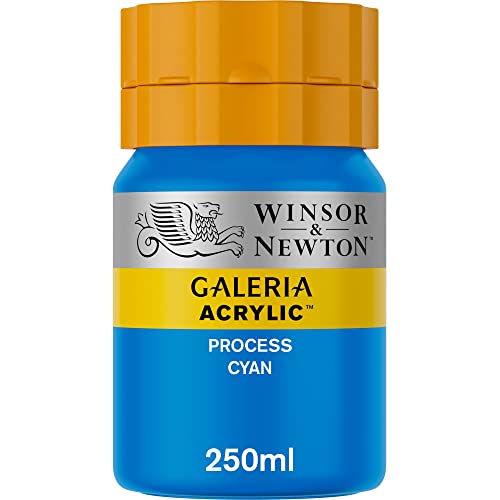 Winsor & Newton 2137535 Galeria Acrylfarbe, hohe Pigmentierung, lichtecht, alterungsbeständig, cremige Konsistenz, 250ml Topf - Process Cyan von Winsor & Newton