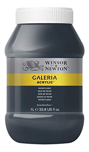 Winsor & Newton 2154465 Galeria Acrylfarbe, hohe Pigmentierung, lichtecht, buttrige Konsistenz, 1000 ml Topf - Payne´s Grau von Winsor & Newton