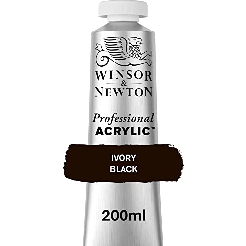 Winsor & Newton 2337331 Professional Acrylfarbe in Künstlerqualität, hohe Farbbrillanz & Deckkraft, Archivqualität, 200ml Tube - Elfenbeinschwarz von Winsor & Newton