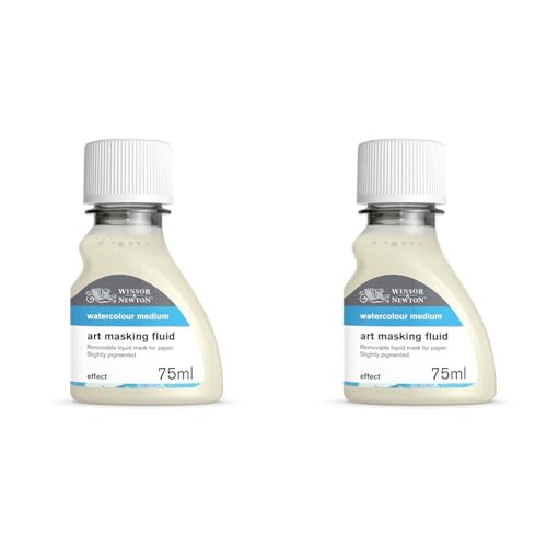 Winsor & Newton 2621759 Aquarell Maskiergummi flüssig, abziehbares Rubbelkrepp für präzise und kantenscharfe Linienführung inmitten fließender Aquarellfarbe, 75ml Flasche (Packung mit 2) von Winsor & Newton
