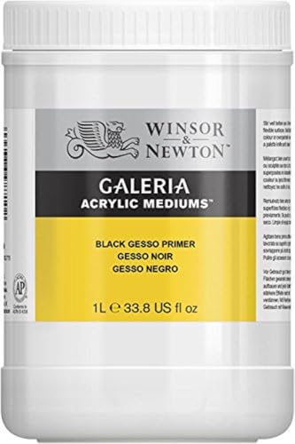 Winsor & Newton 3054825 Galeria Gesso, 1 Liter Topf, Grundierung für die Leinwand, schwarz von Winsor & Newton