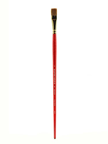 Winsor & Newton 5185714 Sceptre Gold II Künstler Aquarellpinsel mit hoher Farbtragekapazitat & exzellenter Sprungkraft, Serie 505 - Flachpinsel, langer Stiel, Nr.14 - 13,5mm von Winsor & Newton