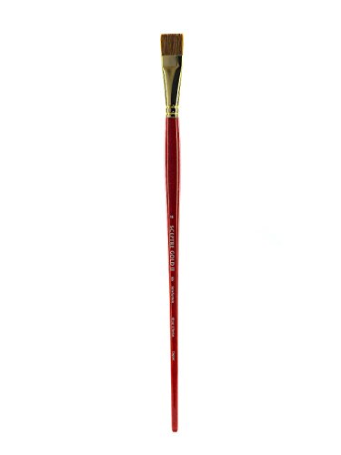 Winsor & Newton 5185718 Sceptre Gold II Künstler Aquarellpinsel mit hoher Farbtragekapazitat & exzellenter Sprungkraft, Serie 505 - Flachpinsel, langer Stiel, Nr.18 - 17,5mm von Winsor & Newton