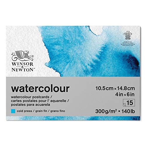 Winsor & Newton 6667009 Classic Aquarellpapier im Postkartenblock - 15 Blatt 10,5x14,8cm, 300g/m², geleimt, kaltgepresstes, leicht texturiertes weißes Papier in archivierbarer Qualität, gilbbeständig von Winsor & Newton