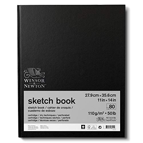 Winsor & Newton 6673019 Skizzenbuch mit 80 Blatt Skizzenpapier, 110 g/m², Hardcover gebunden mit Rückenleimung, mikroperforieten Blättern - 27,9 x 35,6cm von Winsor & Newton