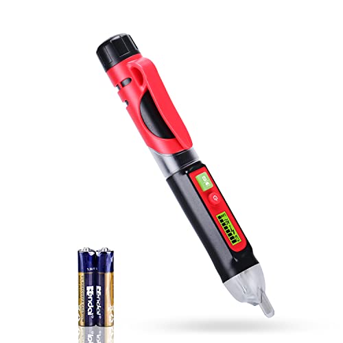 Wintact Berührungsloser Wechselspannungsdetektor-Stift, Dual Range, einstellbare Empfindlichkeit, Strom-Live/Null-Draht-Breakpoint-Tester mit Taschenlampe und Summer-Piepser von Wintact