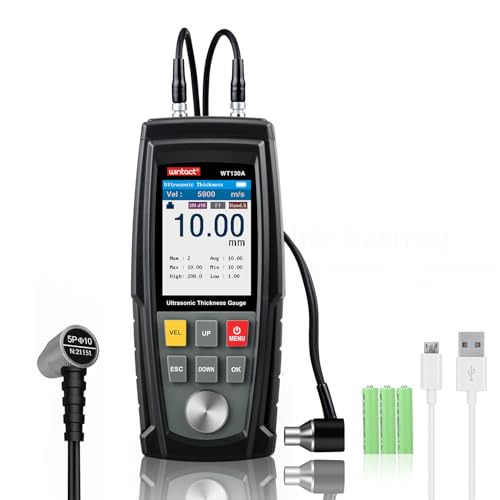 Wintact Digitales Ultraschall-Dickenmessgerät, Bereich 0,039 bis 11,8 Zoll mit Sonde zur Messung von Metall- und Nichtmetallmaterialien, Stahl, Silber, Kunststoff, Glas, PVC, Rohre Wintact Digitales Ultraschall-Dickenmessgerät, Bereich 0,039 bis 11,8 Zoll mit Sonde zur Messung von Metall- und Nichtmetallmaterialien, Stahl, Silber, Kunststoff, Glas, PVC, Rohre von Wintact