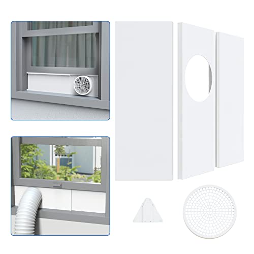 Wintcomfort Tragbares KlimaanlagenFensterdichtungsplattenSet für tragbaren ACAbluftschlauch mit 15 cm Durchmesser, verstellbare Dichtungsplatten mit Kunststoffschutz, FensterentlüftungsKit für von Wintcomfort