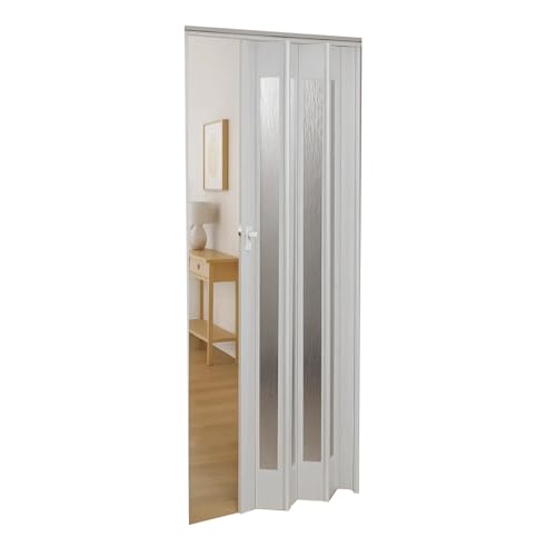 Falttür weiß Venato 85 x 215 cm mit Einsätzen aus PS – Verschluss mit Schlüssel, aus strapazierfähigem PVC für den Innenbereich – elegantes Design und platzsparend Falttür weiß Venato 85 x 215 cm mit Einsätzen aus PS – Verschluss mit Schlüssel, aus strapazierfähigem PVC für den Innenbereich – elegantes Design und platzsparend von Wintem
