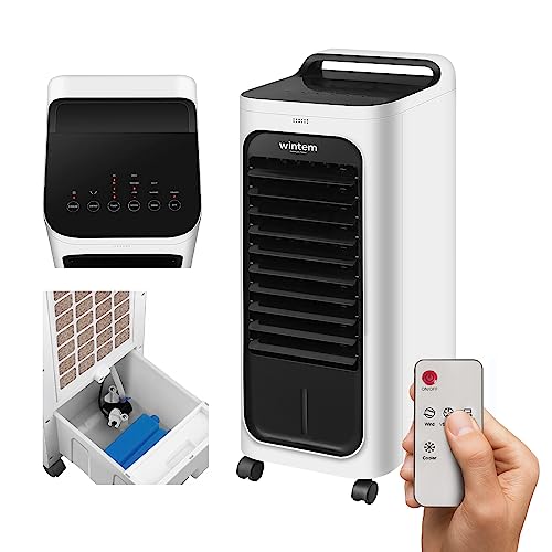 Frost Kühler mit Fernbedienung und Timer Touch Panel Verdunstungsklimagerät mit Rädern Tragbare Klimaanlage Wasser und Eis 80 Watt Kanister 6 Liter von Wintem