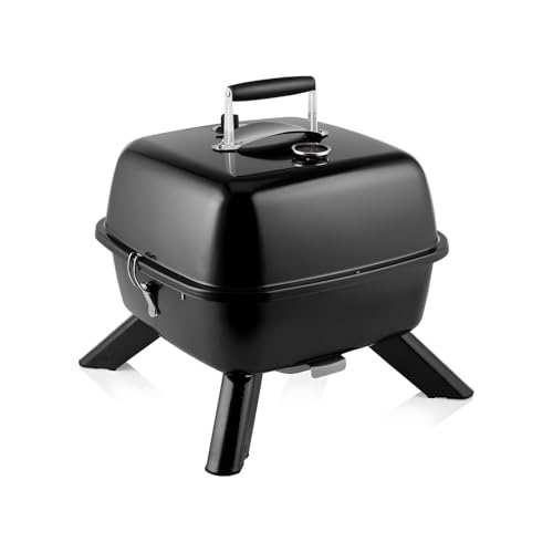 Wintem 2-in-1-Elektrogrill, tragbar, 2000 W, elektrischer Holzkohlegrill, Deckel mit Thermometer und einstellbarer Temperatur, abnehmbarer Elektrogrill, Maße: 43,5 x 45 x 25 cm von Wintem