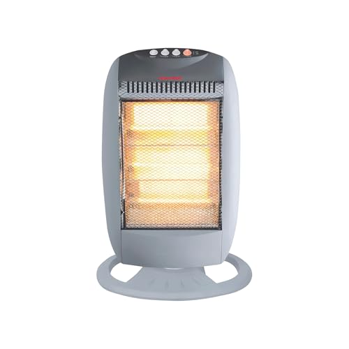Wintem Elektrischer Halogen-Heizstrahler mit 3 unabhängigen Elementen, 1200 W, ideal zum Beheizen kleiner Räume zu Hause oder im Büro, mit Kipp- und Überhitzungsschutz für optimale Sicherheit von Wintem
