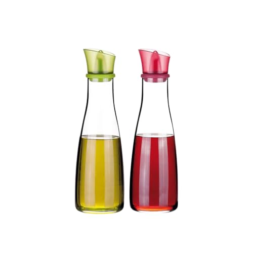 Wintem Essigbehälter aus Glas 500 ml – Ausgießer und Deckel aus Silikon mit luftdichtem Verschluss – beständig auch bei hohen Temperaturen – langlebig und leicht zu reinigen – geeignet für jeden Tisch von Wintem